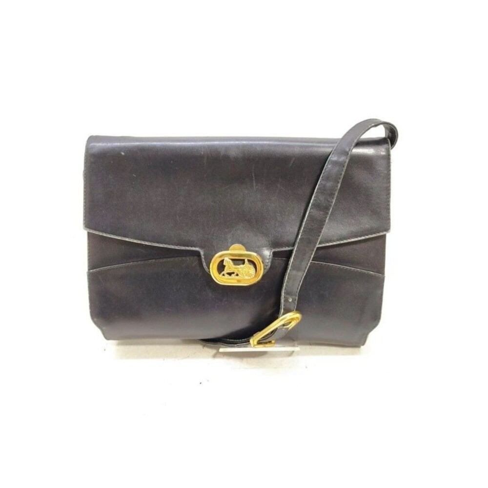 CELINE Black Leather Shoulder Bag – Made in Italy Authentic/68